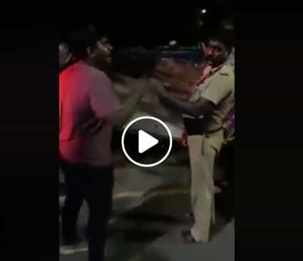 போதையில் காவலர்களை மிரட்டுபவர் அமைச்சர் சி.வி.சண்முகம் மகனா ?