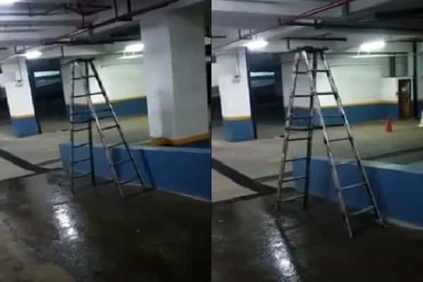 பார்க்கிங் பகுதியில் தானாக நகர்ந்து செல்லும் ஏணி | ஆவியா? அறிவியலா?