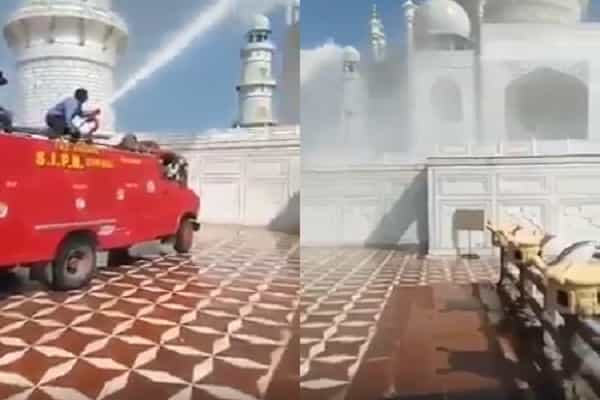 ட்ரம்ப் வருகைக்காக தாஜ்மஹால் சுத்தம் செய்யப்பட்ட வீடியோவா ?