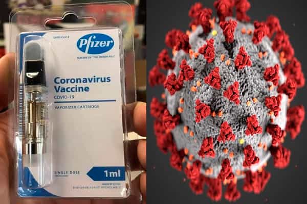 Factcheck: Pfizer தயாரித்த கொரோனா தடுப்பூசி என வைரலாகும் ஃபோட்டோஷாப் புகைப்படம் !