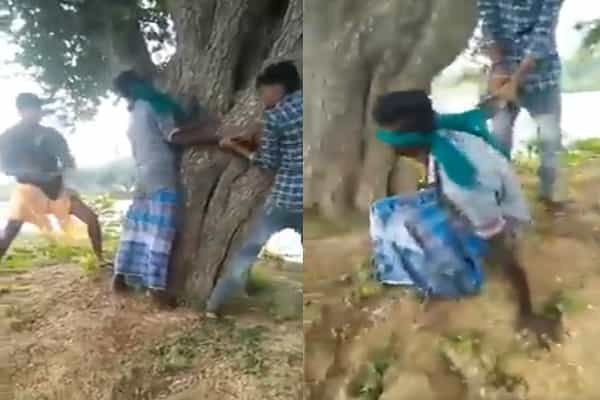 திருடியதாகக் கூறி கண்ணைக் கட்டி கொடூரமாக தாக்கும் வைரல் வீடியோ| நடந்தது என்ன ?