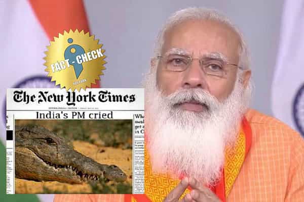 நியூயார்க் டைம்ஸ் பிரதமர் மோடி அழுவதாக முதலைப் படத்தை வெளியிடவில்லை !