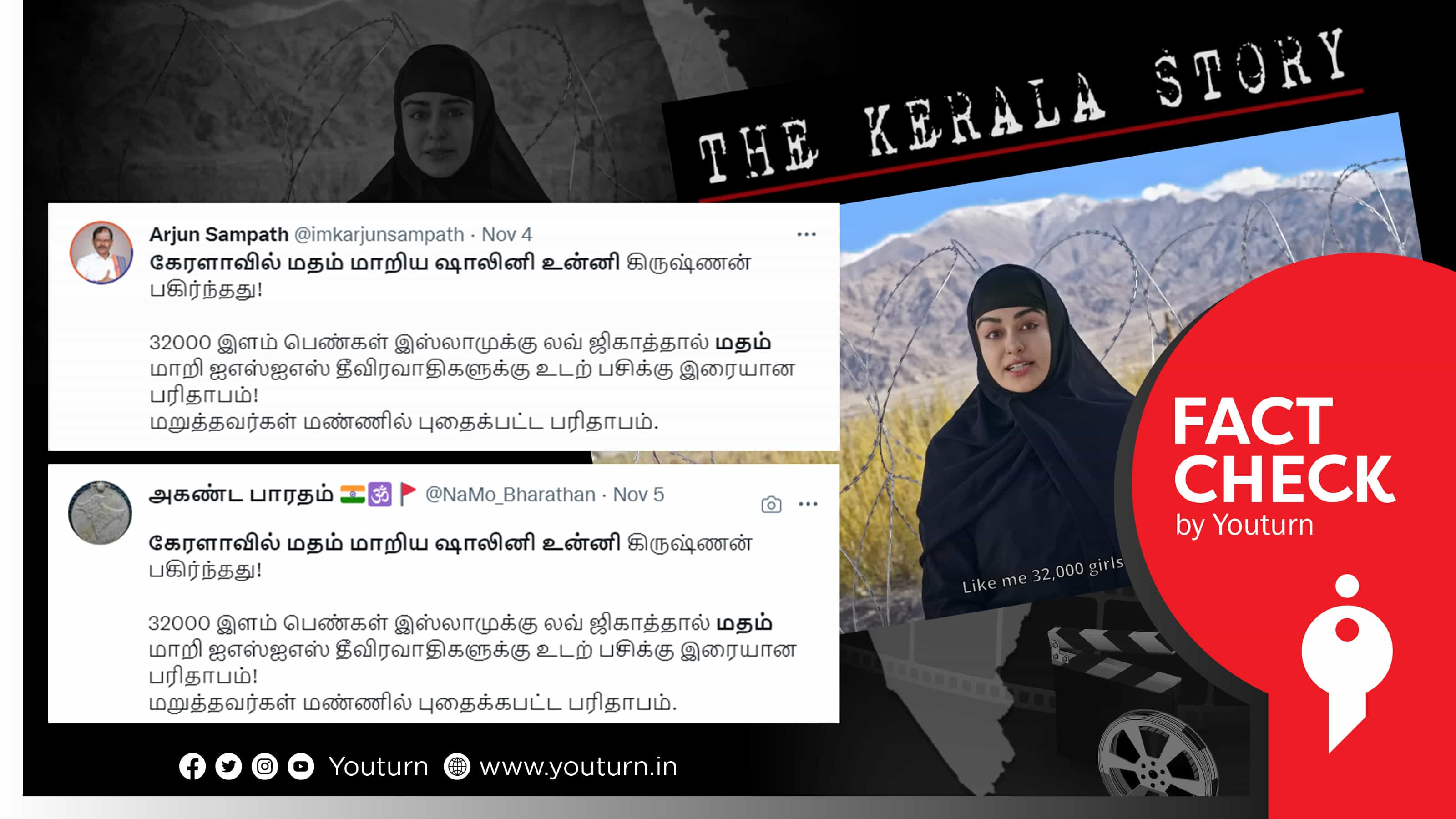 "தி கேரளா ஸ்டோரி" எனும் திரைப்படத்தின் டீசரை உண்மைப் போல் பரப்பும் வலதுசாரிகள்