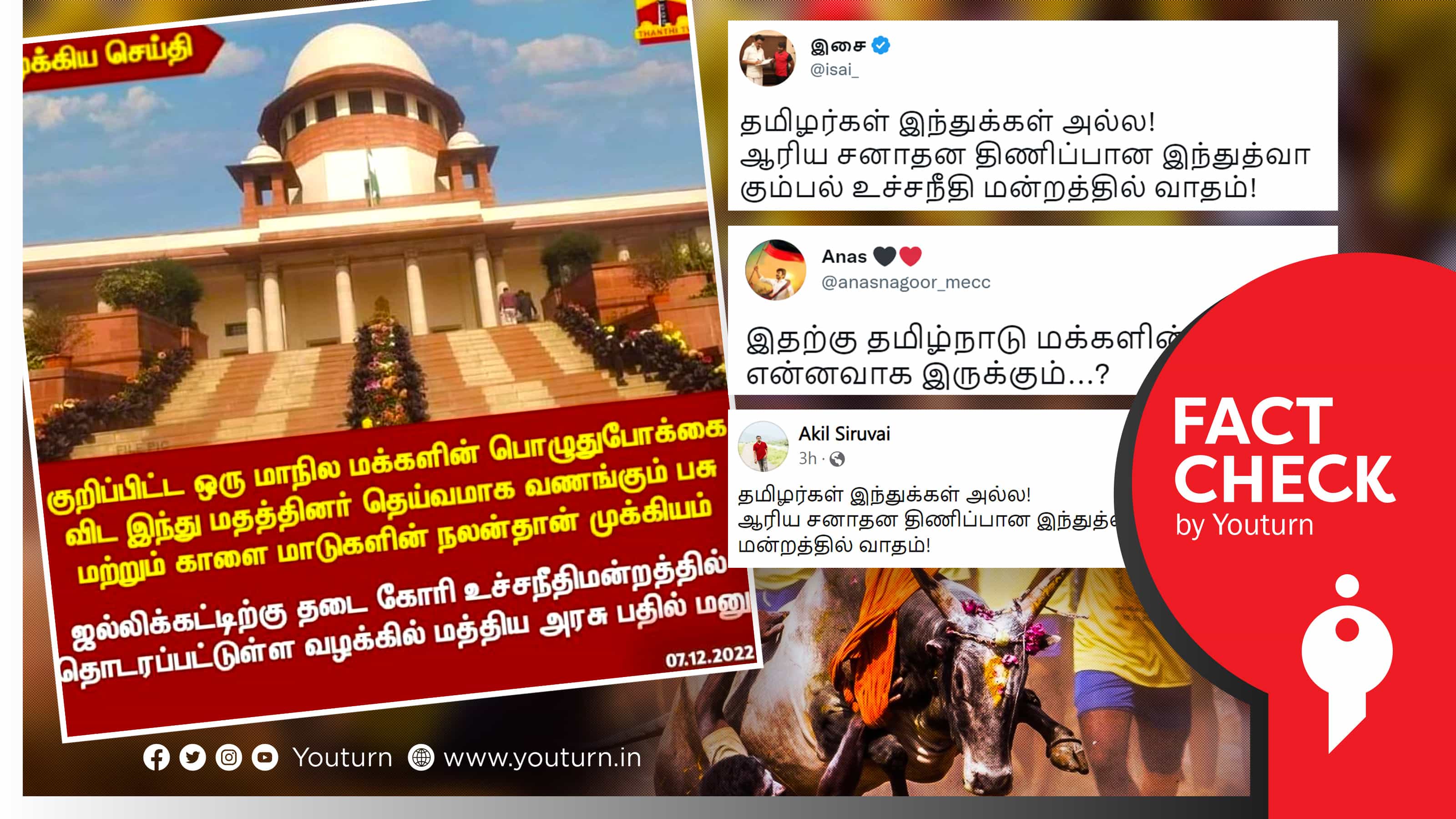 ஜல்லிக்கட்டுக்கு எதிராக உச்ச நீதிமன்றத்தில் ஒன்றிய அரசு பேசியதாக திமுகவினர் பரப்பும் பொய் செய்தி !