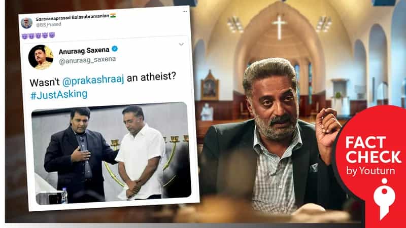 நடிகர் பிரகாஷ் ராஜ்  கிறிஸ்தவ தேவாலயத்திற்கு மட்டும் செல்வதாகப் பரவும் தவறான தகவல்!