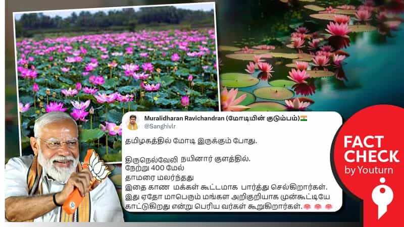 பிரதமர் மோடி வருகையால் பூத்த தாமரை எனப் பழைய படத்தை தவறாகப் பரப்பும் பாஜகவினர்!