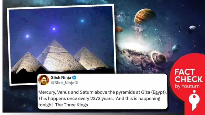 பிரமிடுகளுக்கு மேல் கோள்கள் தோன்றும் அறிய நிகழ்வு எனப் பரவும் புகைப்படம் உண்மையா?