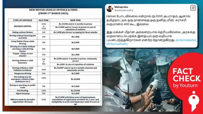 வாகன ஓட்டிகளுக்கான அபராதத்தை தன்னிச்சையாக உயர்த்தியதா தமிழ்நாடு போலீஸ்? 
