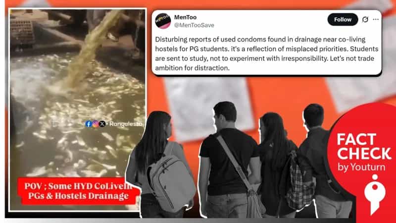 ஹைதராபாத்தில் உள்ள வடிகாலில் மிதக்கும் ஆணுறைகள் எனப் பரவும் வீடியோ! உண்மை என்ன?