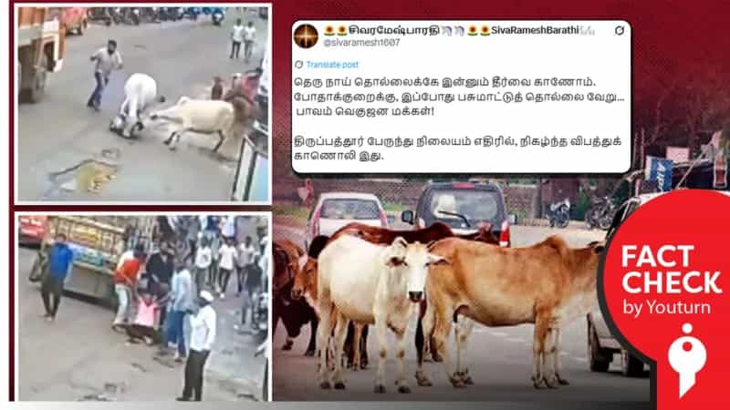திருப்பத்தூரில் மாடு முட்டியதாகப் பரவும் மகாராஷ்டிரா வீடியோ!