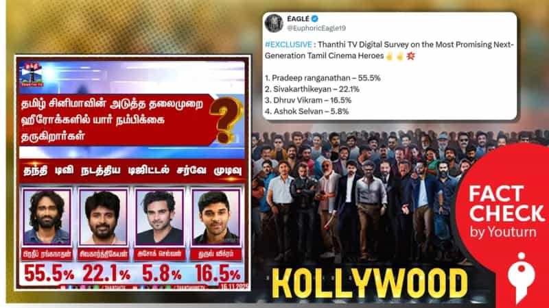 அடுத்த தலைமுறை நடிகர்களில் 'பிரதீப் ரங்கநாதன்' முதலிடம் எனப் பரவும் நியூஸ் கார்டு.. உண்மை என்ன?