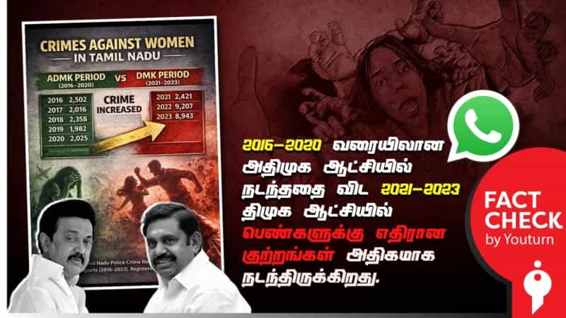 திமுக ஆட்சியில் பெண்களுக்கு எதிரான குற்றங்கள் பல மடங்கு அதிகரித்திருக்கிறதா? உண்மை என்ன?