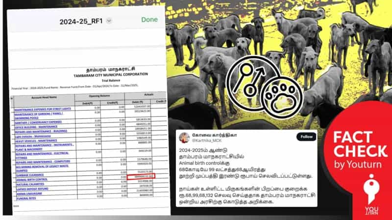 தாம்பரம் மாநகராட்சியில் நாய்களுக்கு கருத்தடை செய்ய ரூ.66 கோடி செலவிடப்பட்டதா? உண்மை என்ன?