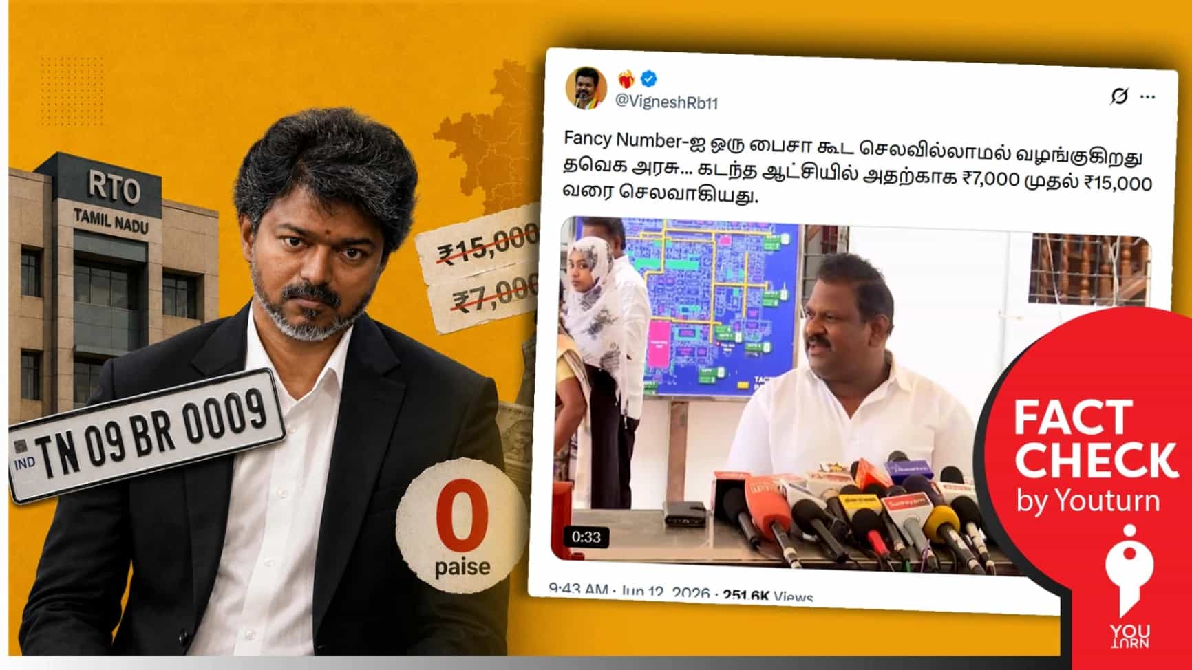 தவெக ஆட்சியில் கட்டணமில்லாமல் வாகனங்களுக்கு Fancy எண் வழங்கப்படுகிறதா? உண்மை என்ன? 