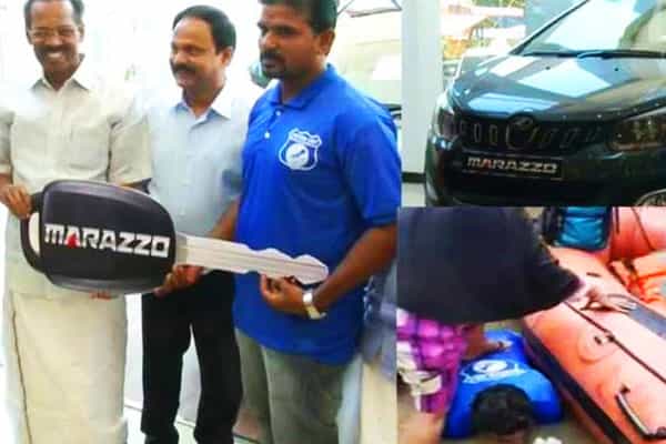 வெள்ளத்தில் முதுகை படிக்கட்டாக்கி உதவிய மீனவருக்கு பரிசாக கார்..!!