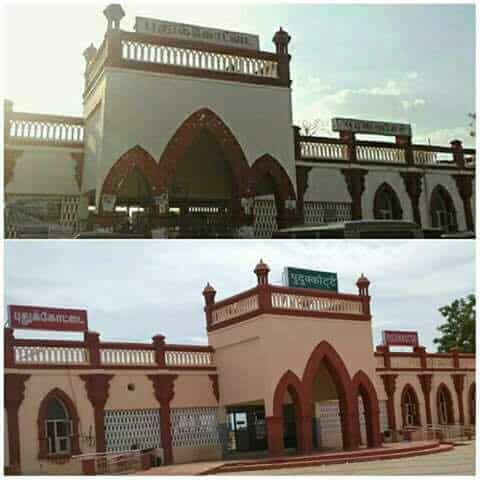 புதுக்கோட்டை இரயில் நிலையப் பெயர் பலகை இந்தியில் மாற்றம்