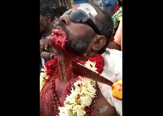 கழுத்தில் அலகு குத்திய பக்தரின் வைரல் வீடியோ|நாடகமா ? வேண்டுதலா ?