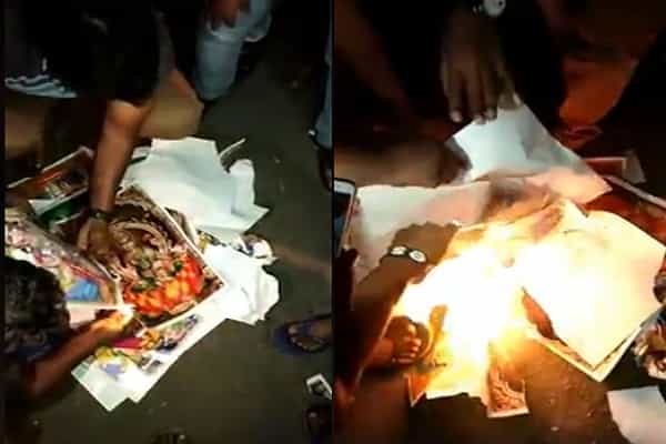 Factcheck : Had portraits of Hindu gods burnt in CAA protest ?