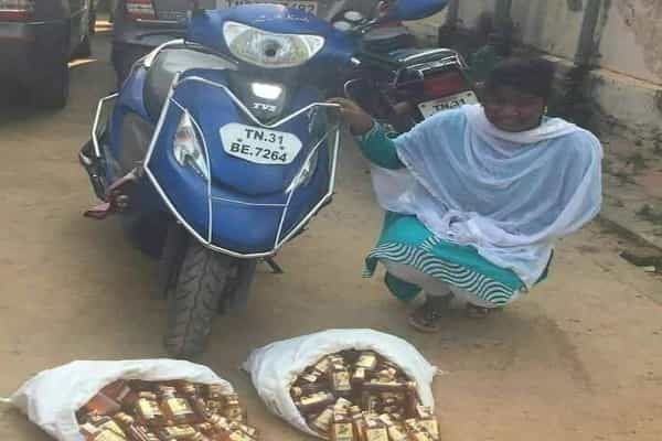 இருசக்கர வாகனத்தில் மது கடத்திய பெண் விசிக-வைச் சேர்ந்தவரா ?