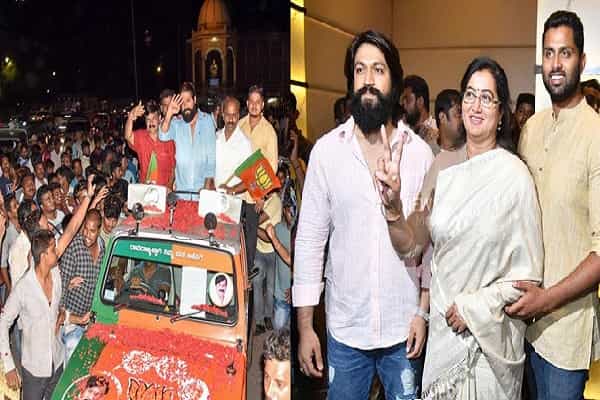 வைரலாகும் KGF நடிகர் யாஷ் பாஜக பிரச்சார புகைப்படம் | யாருக்கெல்லாம் பிரச்சாரம் செய்தார் ?