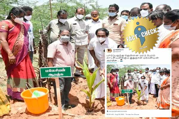 அமைச்சர் மலேசியன் ஆரஞ்சு என தென்னையை நடுவதாக கிண்டலுக்குள்ளாகும் புகைப்படம்.. உண்மை என்ன ?