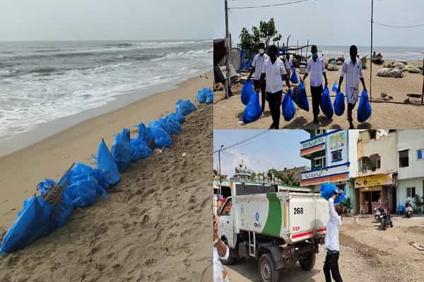 குப்பை மூட்டைகளை கடற்கரையிலேயே விட்டு சென்றாக வெளியான செய்தி.. மறுக்கும் பாஜக !