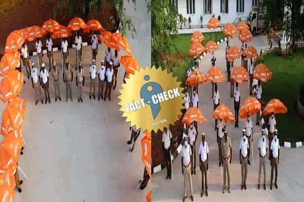 பிரதமர் மோடியை வரவேற்க போக்குவரத்து காவலர்களுக்கு காவி நிறக் குடையை அரசு வழங்கியதா ?