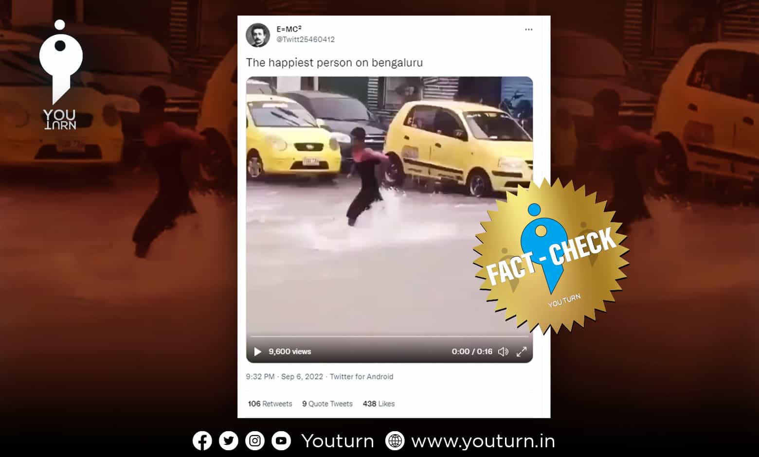 பெங்களூர் வெள்ள நீரில் சிறுவன் நீச்சல் அடித்து விளையாடுவதாக பரவும் தவறான வீடியோ.