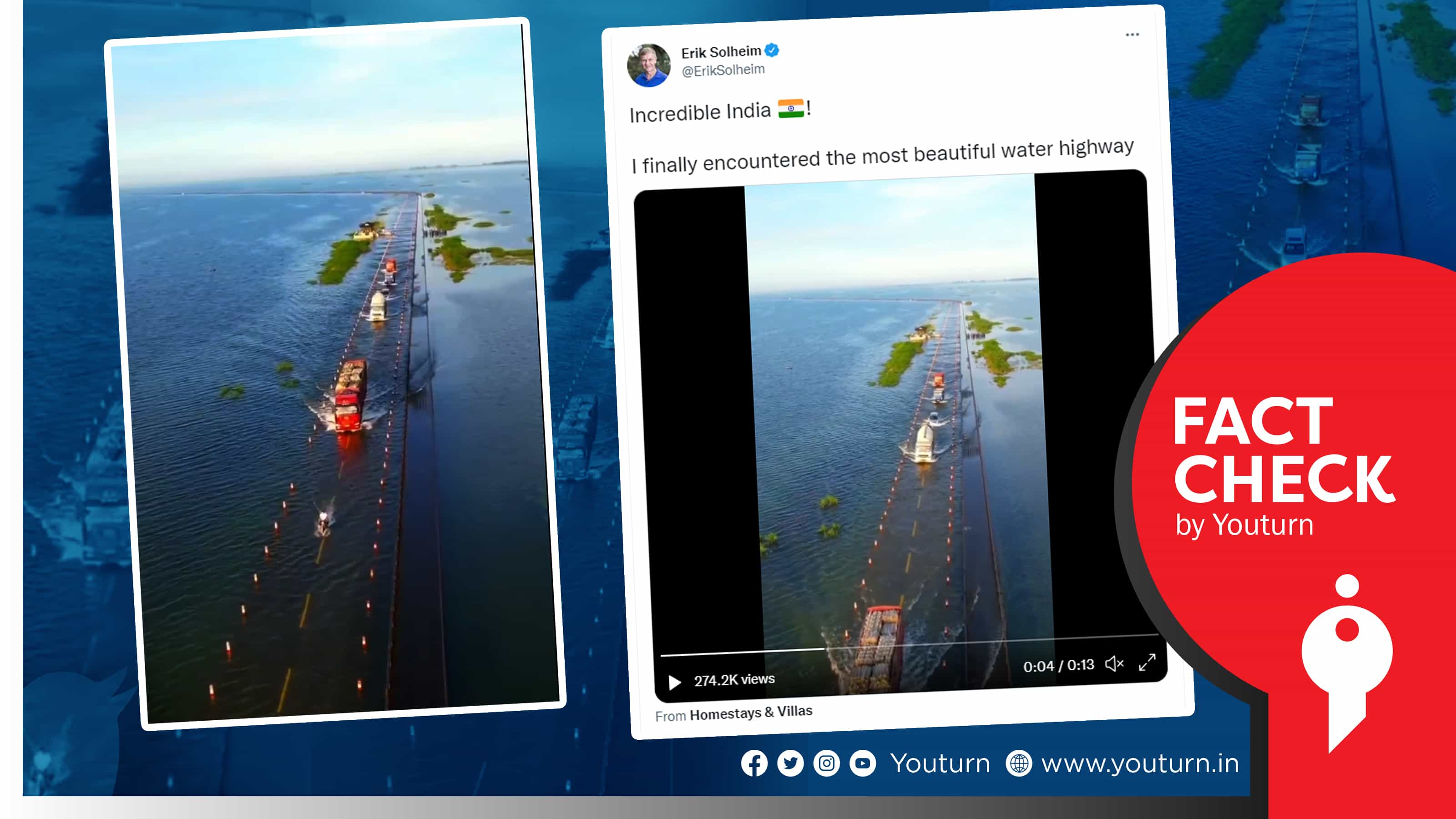 ஏரி தண்ணீரில் மூழ்கிய நெடுஞ்சாலையில் பயணிக்கும் வாகனங்கள்.. இந்தியா எனப் பரவும் சீனா வீடியோ.