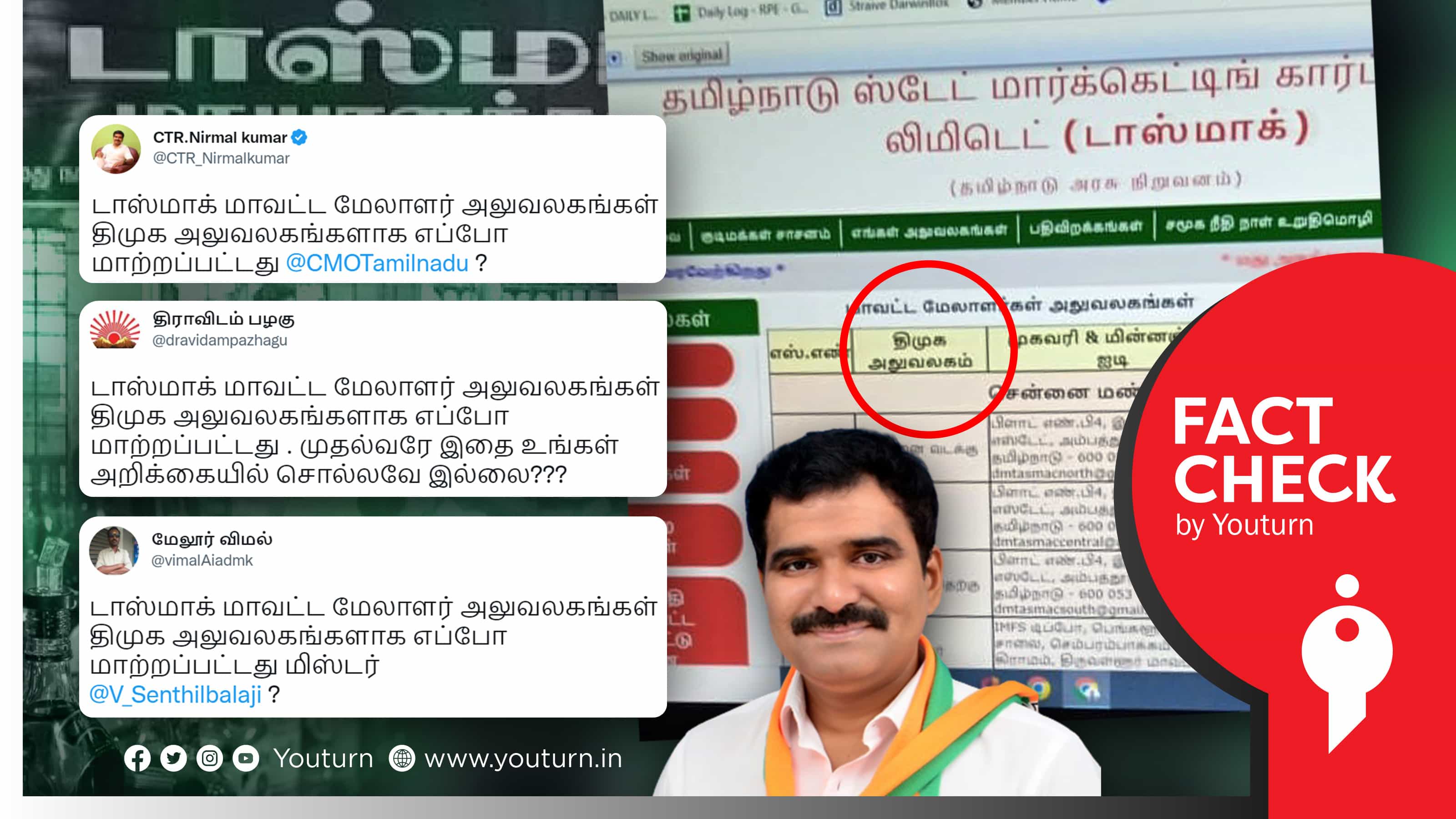 டாஸ்மாக் நிறுவனத்தின் இணையதளத்தில் திமுக அலுவலகம் என இருக்கிறதா ?