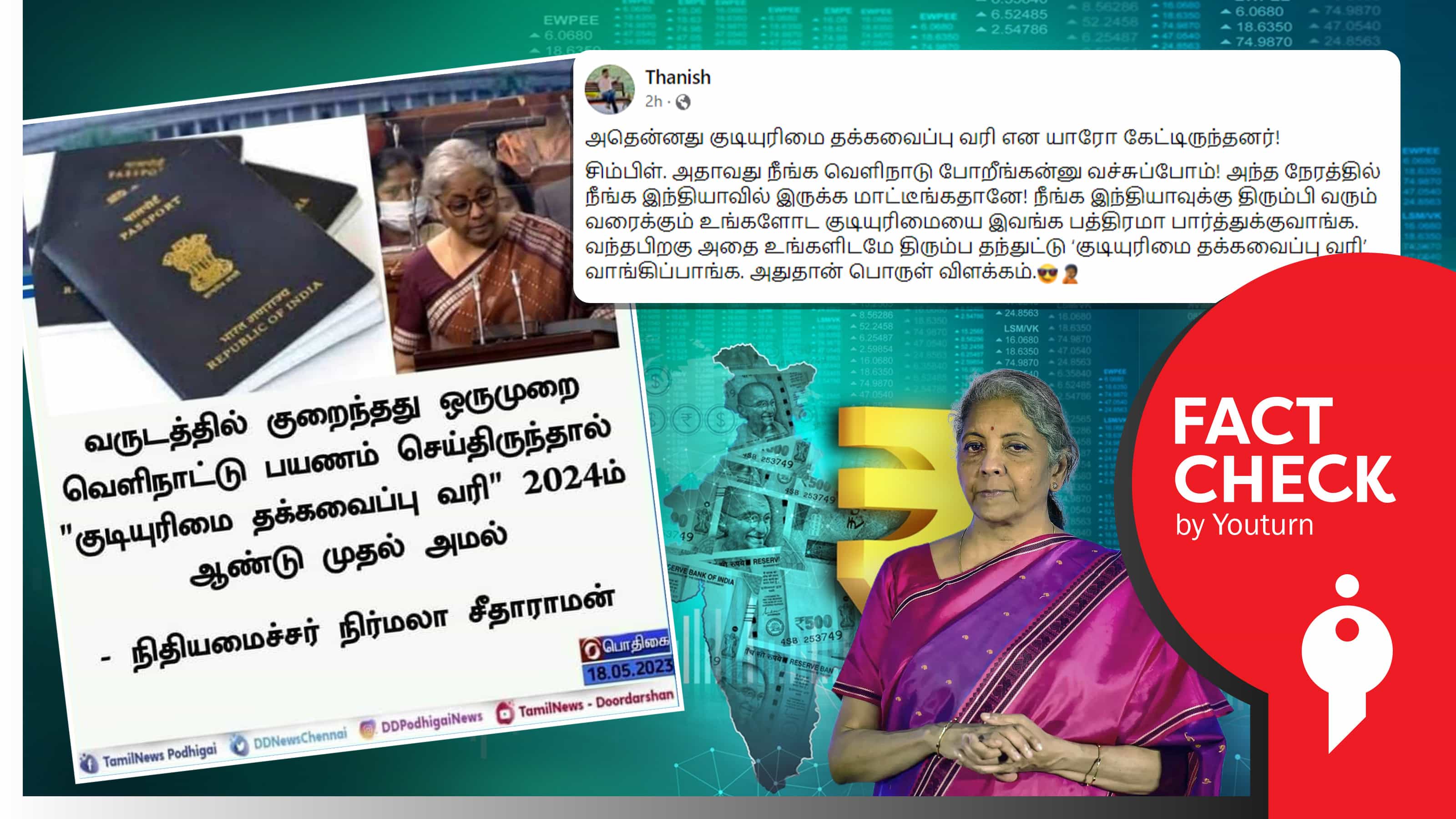 'குடியுரிமை தக்கவைப்பு வரி' அமல்படுத்தப்படும் என நிர்மலா சீதாராமன் அறிவித்ததாகப் பரவும் போலி செய்தி !