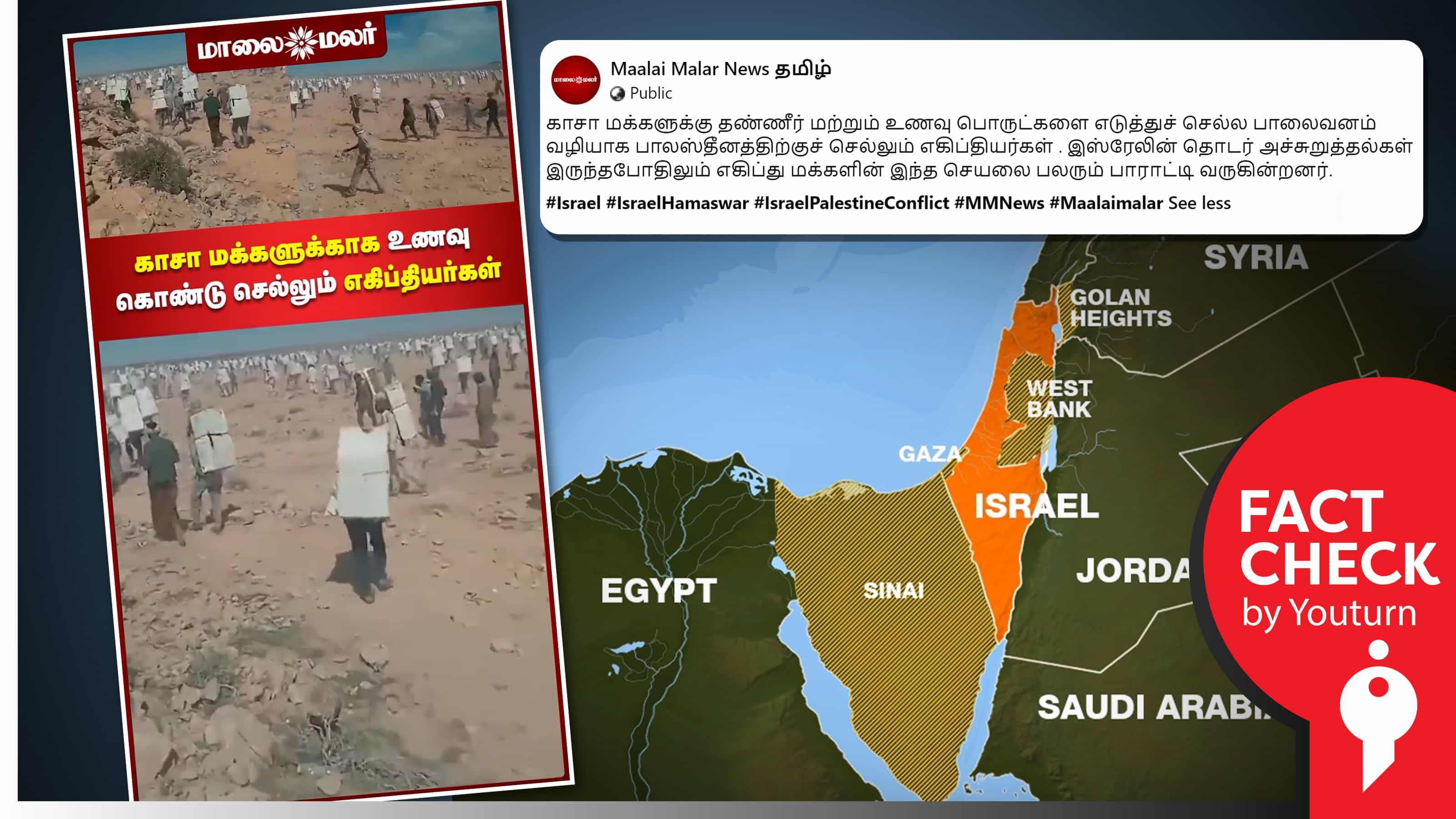 காசா மக்களுக்குத் தண்ணீர், உணவு கொண்டு செல்லும் எகிப்தியர்கள் எனப் பழைய வீடியோவை பதிவிட்ட மாலை மலர் !