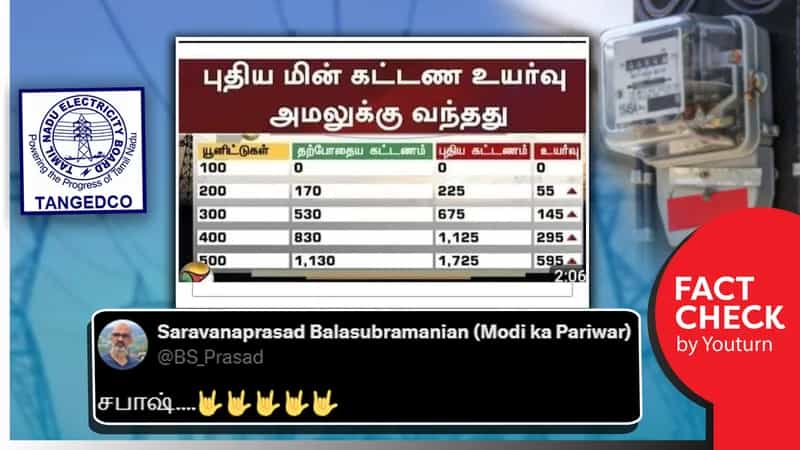 தமிழ்நாட்டில் மின்கட்டணம் உயர்ந்ததாக பழைய செய்தியைப் பரப்பும் பாஜகவினர்!